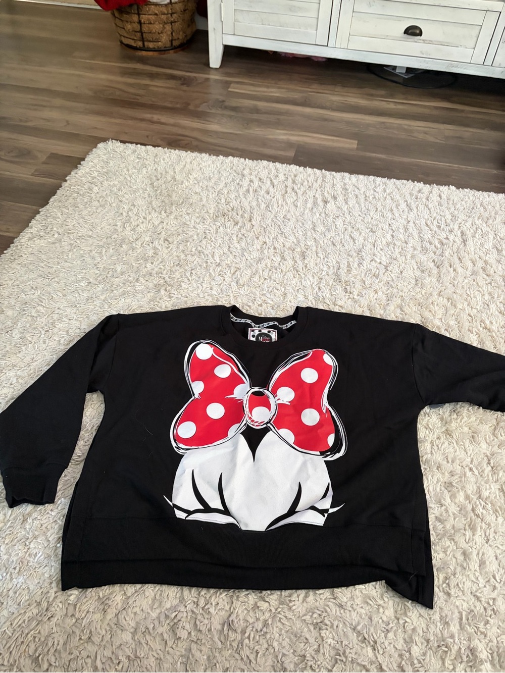 Women’s Black Sweatshirt with Red Polka Dot Bow